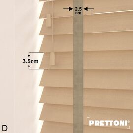 EdBevans - Spectrum Solid Wood Venetian Blind - Mono Maple 35mm Slat with Chevron Sandrift 25mm Tape - Prettoni