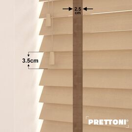 EdBevans - Spectrum Solid Wood Venetian Blind - Mono Maple 35mm Slat with Chevron Cinnamon 25mm Tape - Prettoni
