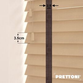 EdBevans - Spectrum Solid Wood Venetian Blind - Mono Maple 35mm Slat with Chevron Umber 25mm Tape - Prettoni