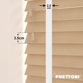 EdBevans - Spectrum Solid Wood Venetian Blind - Mono Maple 35mm Slat with Chevron Porcelain 25mm Tape - Prettoni