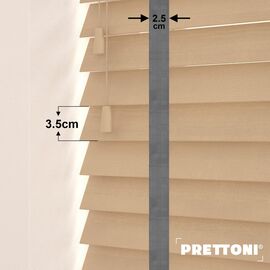EdBevans - Spectrum Solid Wood Venetian Blind - Mono Maple 35mm Slat with Chevron Monsoon 25mm Tape - Prettoni
