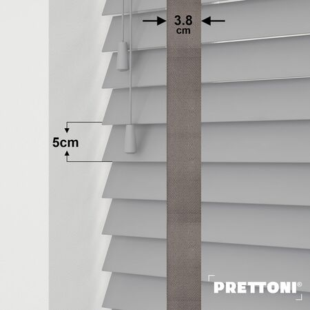 EdBevans - Spectrum Solid Wood Venetian Blind - Mono Grey 50mm Slat with Woven Flint 38mm Tape - Prettoni