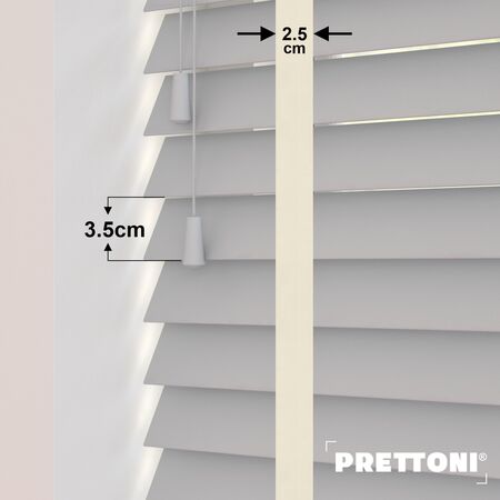 EdBevans - Spectrum Solid Wood Venetian Blind - Mono Pale 35mm Slat with Chevron Avorio 25mm Tape - Prettoni