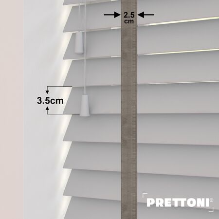 EdBevans - Spectrum Solid Wood Venetian Blind - Mono Pale 35mm Slat with Chevron Granite 25mm Tape - Prettoni