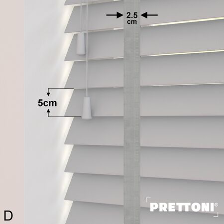 EdBevans - Spectrum Solid Wood Venetian Blind - Mono Pale 50mm Slat with Chevron Nimbus 25mm Tape - Prettoni