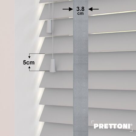 EdBevans - Spectrum Solid Wood Venetian Blind - Mono Pale 50mm Slat with Woven Spun 38mm Tape - Prettoni