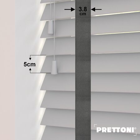 EdBevans - Spectrum Solid Wood Venetian Blind - Mono Pale 50mm Slat with Woven Gravel 38mm Tape - Prettoni