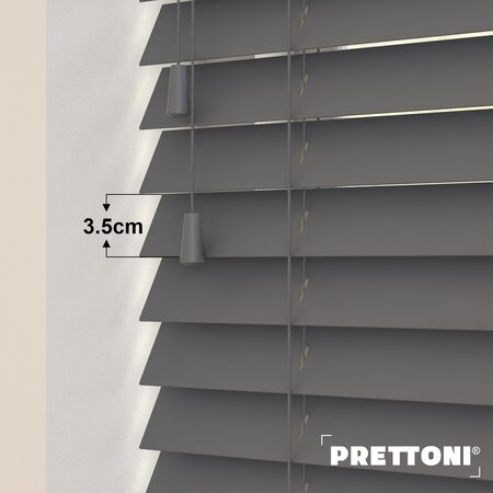 EdBevans - Spectrum Solid Wood Venetian Blind - Mono Garphite 35mm Slat with - Ladder String - Prettoni