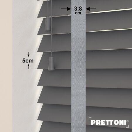 EdBevans - Spectrum Solid Wood Venetian Blind - Mono Graphite 50mm Slat with Woven Spun 38mm Tape - Prettoni