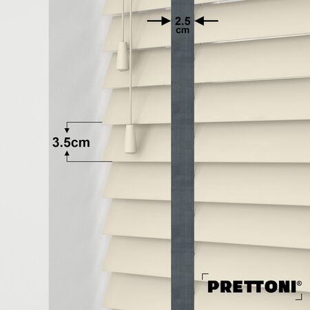 EdBevans - Spectrum Solid Wood Venetian Blind - Mono Cream 35mm Slat with Chevron Lava 25mm Tape - Prettoni