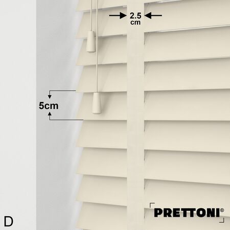 EdBevans - Spectrum Solid Wood Venetian Blind - Mono Cream 50mm Slat with Chevron Cream 25mm Tape - Prettoni