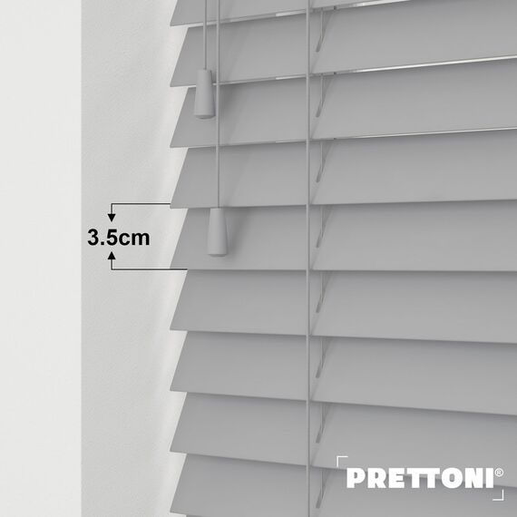 EdBevans - Spectrum Solid Wood Venetian Blind - Mono Grey 35mm Slat with - Ladder String - Prettoni