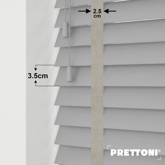 EdBevans - Spectrum Solid Wood Venetian Blind - Mono Grey 35mm Slat with Chevron Cement 25mm Tape - Prettoni