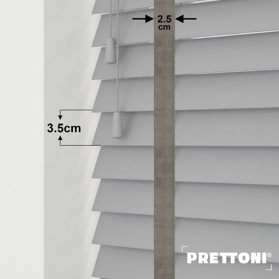 EdBevans - Spectrum Solid Wood Venetian Blind - Mono Grey 35mm Slat with Chevron Granite 25mm Tape - Prettoni