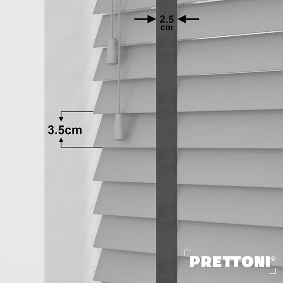 EdBevans - Spectrum Solid Wood Venetian Blind - Mono Grey 35mm Slat with Chevron Aurora 25mm Tape - Prettoni