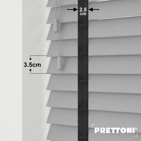 EdBevans - Spectrum Solid Wood Venetian Blind - Mono Grey 35mm Slat with Chevron Shadow 25mm Tape - Prettoni