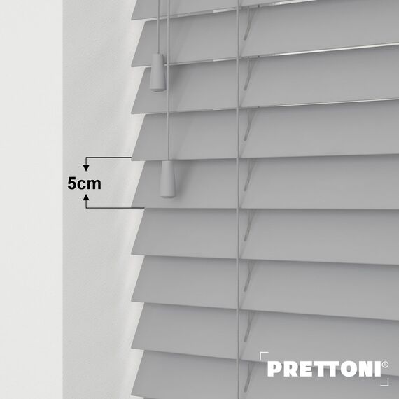 EdBevans - Spectrum Solid Wood Venetian Blind - Mono Grey 50mm Slat with - Ladder String - Prettoni