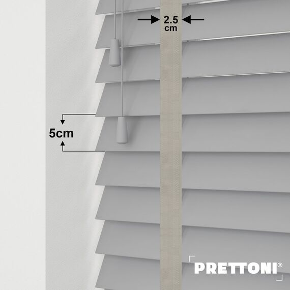 EdBevans - Spectrum Solid Wood Venetian Blind - Mono Grey 50mm Slat with Chevron Cement 25mm Tape - Prettoni