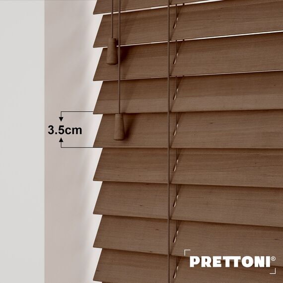 EdBevans - Spectrum Solid Wood Venetian Blind - Mono Mocha 35mm Slat with - Ladder String - Prettoni