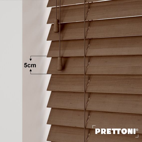 EdBevans - Spectrum Solid Wood Venetian Blind - Mono Mocha 50mm Slat with - Ladder String - Prettoni