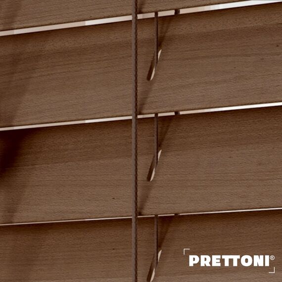EdBevans - Spectrum Solid Wood Venetian Blind - Mono Mocha 50mm Slat with - Ladder String - Prettoni