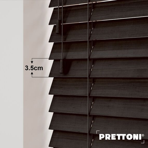 EdBevans - Spectrum Solid Wood Venetian Blind - Mono Bistre 35mm Slat with - Ladder String - Prettoni