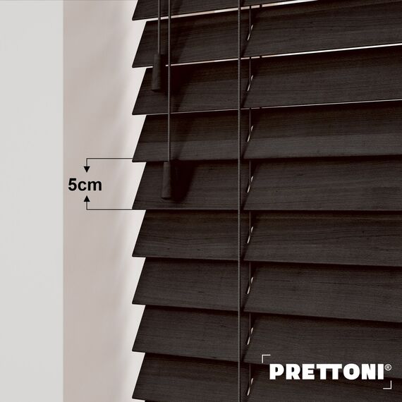 EdBevans - Spectrum Solid Wood Venetian Blind - Mono Bistre 50mm Slat with - Ladder String - Prettoni