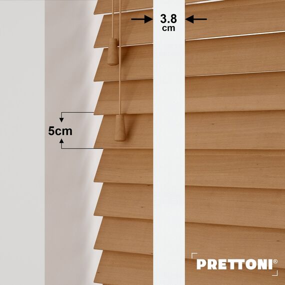 EdBevans - Spectrum Solid Wood Venetian Blind - Mono Natural 50mm Slat with Woven Naturo 38mm Tape - Prettoni