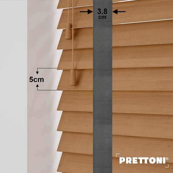 EdBevans - Spectrum Solid Wood Venetian Blind - Mono Natural 50mm Slat with Woven Gravel 38mm Tape - Prettoni