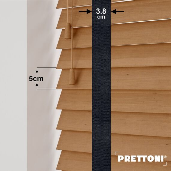 EdBevans - Spectrum Solid Wood Venetian Blind - Mono Natural 50mm Slat with Woven Luna 38mm Tape - Prettoni