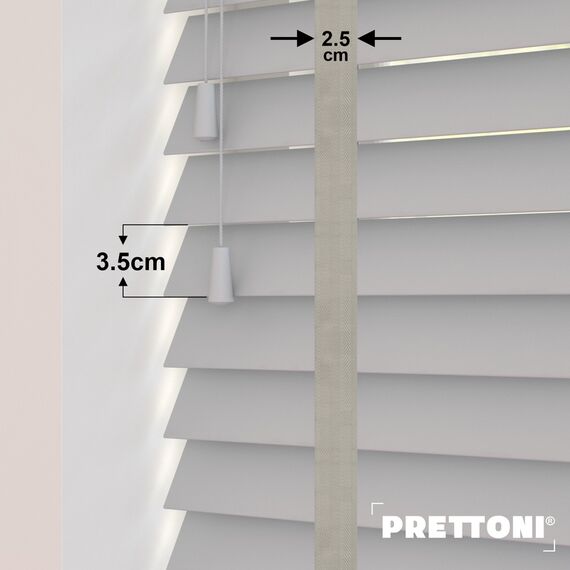 EdBevans - Spectrum Solid Wood Venetian Blind - Mono Pale 35mm Slat with Chevron Cement 25mm Tape - Prettoni