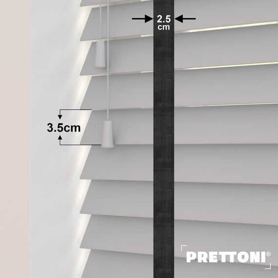 EdBevans - Spectrum Solid Wood Venetian Blind - Mono Pale 35mm Slat with Chevron Shadow 25mm Tape - Prettoni
