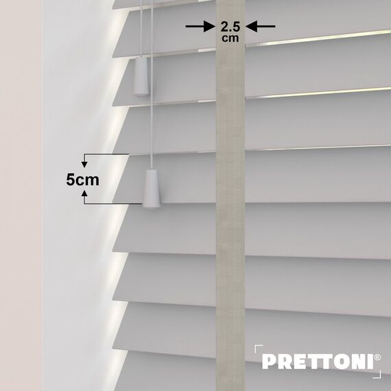 EdBevans - Spectrum Solid Wood Venetian Blind - Mono Pale 50mm Slat with Chevron Cement 25mm Tape - Prettoni