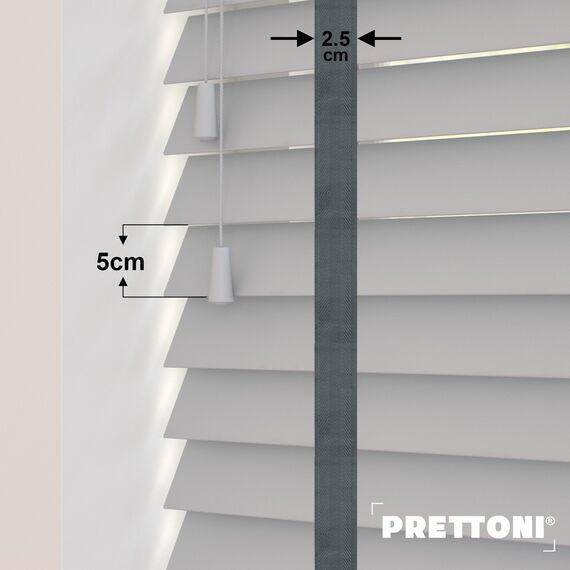 EdBevans - Spectrum Solid Wood Venetian Blind - Mono Pale 50mm Slat with Chevron Lava 25mm Tape - Prettoni