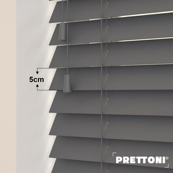EdBevans - Spectrum Solid Wood Venetian Blind - Mono Graphite 50mm Slat with - Ladder String - Prettoni