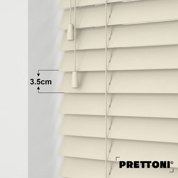 EdBevans - Spectrum Solid Wood Venetian Blind - Mono Cream 35mm Slat with - Ladder String - Prettoni
