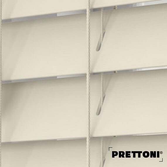 EdBevans - Spectrum Solid Wood Venetian Blind - Mono Cream 35mm Slat with - Ladder String - Prettoni
