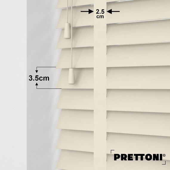 EdBevans - Spectrum Solid Wood Venetian Blind - Mono Cream 35mm Slat with Chevron Avorio 25mm Tape - Prettoni