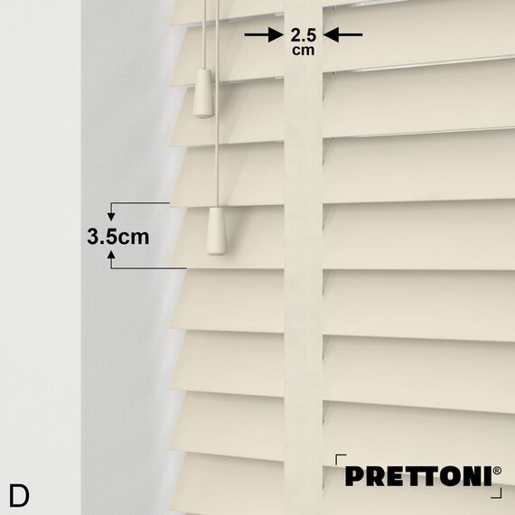 EdBevans - Spectrum Solid Wood Venetian Blind - Mono Cream 35mm Slat with Chevron Cream 25mm Tape - Prettoni