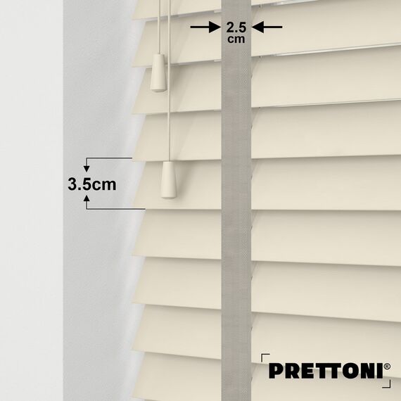 EdBevans - Spectrum Solid Wood Venetian Blind - Mono Cream 35mm Slat with Chevron Cement 25mm Tape - Prettoni