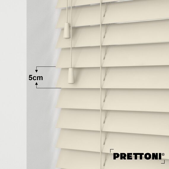 EdBevans - Spectrum Solid Wood Venetian Blind - Mono Cream 50mm Slat with - Ladder String - Prettoni