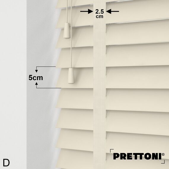 EdBevans - Spectrum Solid Wood Venetian Blind - Mono Cream 50mm Slat with Chevron Cream 25mm Tape - Prettoni