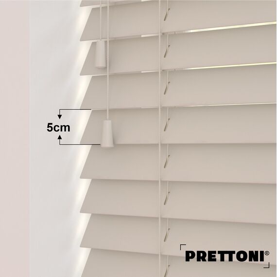 EdBevans - Spectrum Solid Wood Venetian Blind - Mono Beige 50mm Slat with - Ladder String - Prettoni