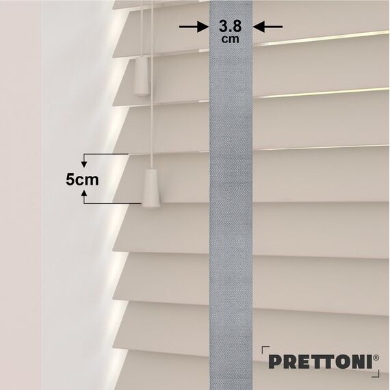 EdBevans - Spectrum Solid Wood Venetian Blind - Mono Beige 50mm Slat with Woven Spun 38mm Tape - Prettoni